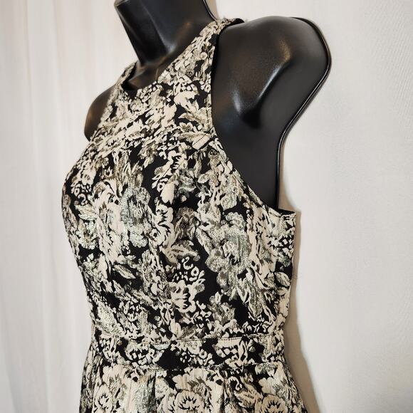 ABERCROMBIE & FITCH Black White Gold Metallic Floral Brocade Sleeveless Party S - Picture 8 of 11